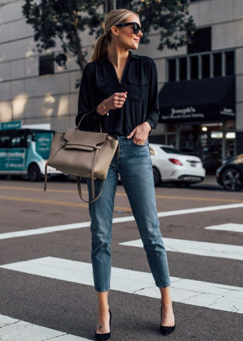 Black jeans and a black shirt