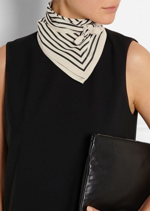 Insert a Neck Scarf with a black outfit