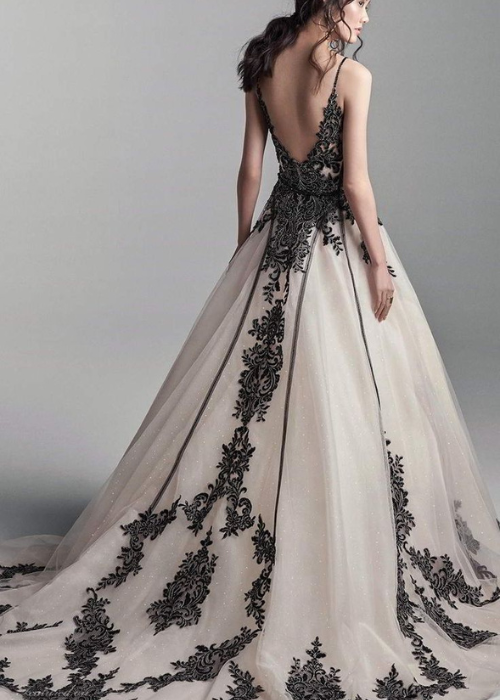 Lovely black-and-white wedding dress